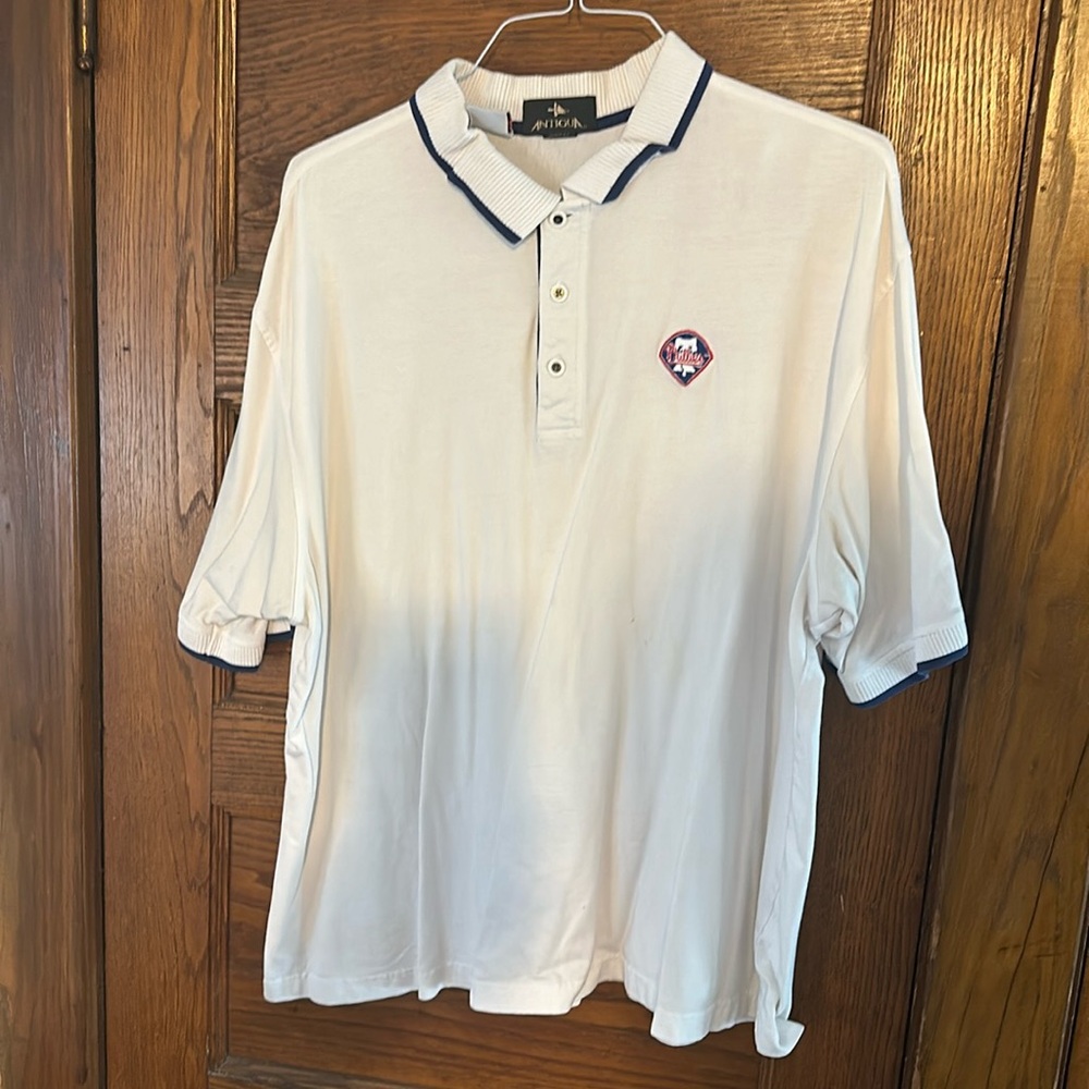Philadelphia Phillies polo shirt. Mens XXL. Lightweight white polo w blue trim.
